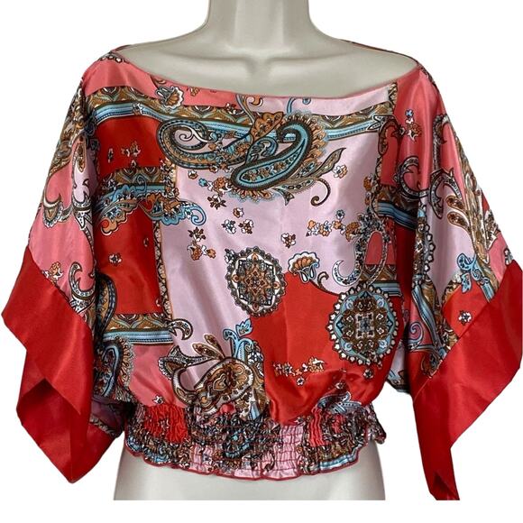 Twenty One Beautiful Vibrant Boho Paisley Blouse Size Large - Picture 2 of 9